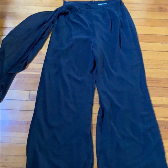 Wide leg high waisted lined flowy evening pants - Picture 5 of 5